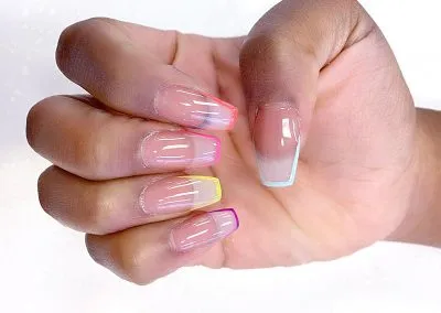 Sheer tips with neon French
